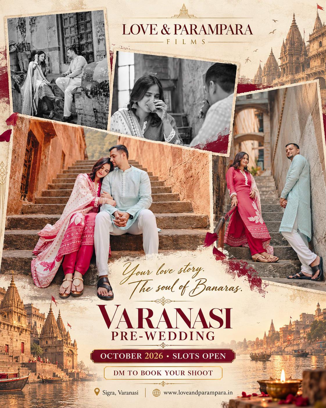 Pre-Wedding Shoot in Varanasi — Luxury Cinematic Photography by Love & Parampara Films