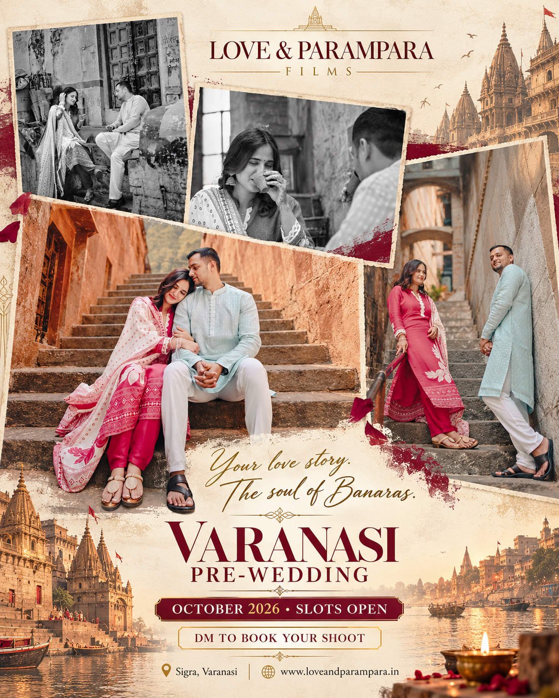 Pre-Wedding Shoot in Varanasi — Luxury Cinematic Photography by Love & Parampara Films
